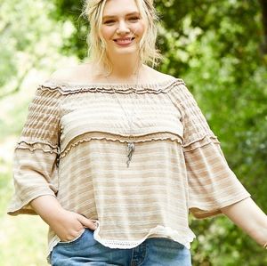 Maurices plus size smocked off the shoulder top